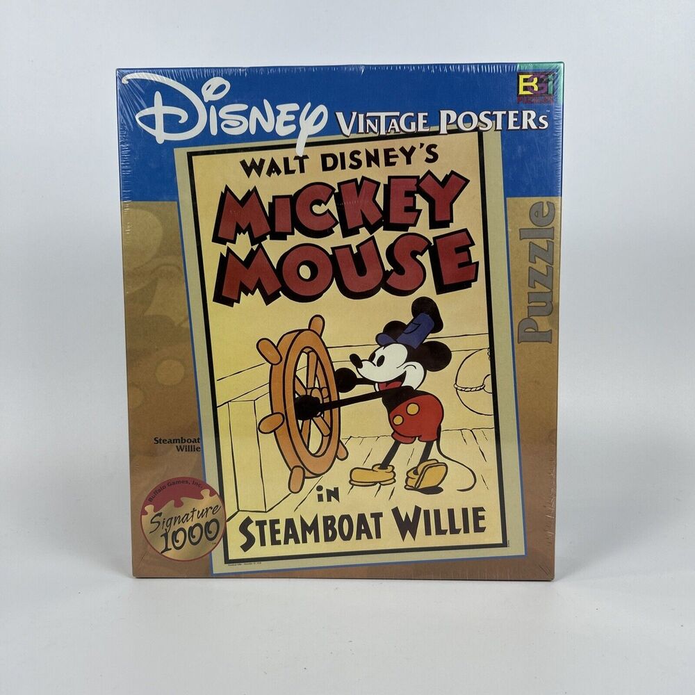 Mickey Mouse Puzzle Walt Disney Steamboat Willie Vintage‎ Posters 1000 Piece New